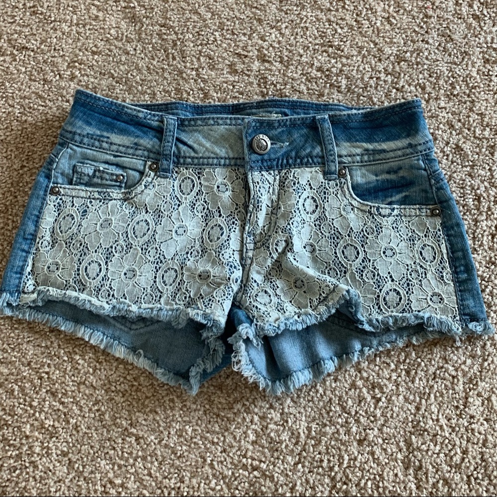 lace jean shorts